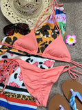 Bikini Básico Canalado coral