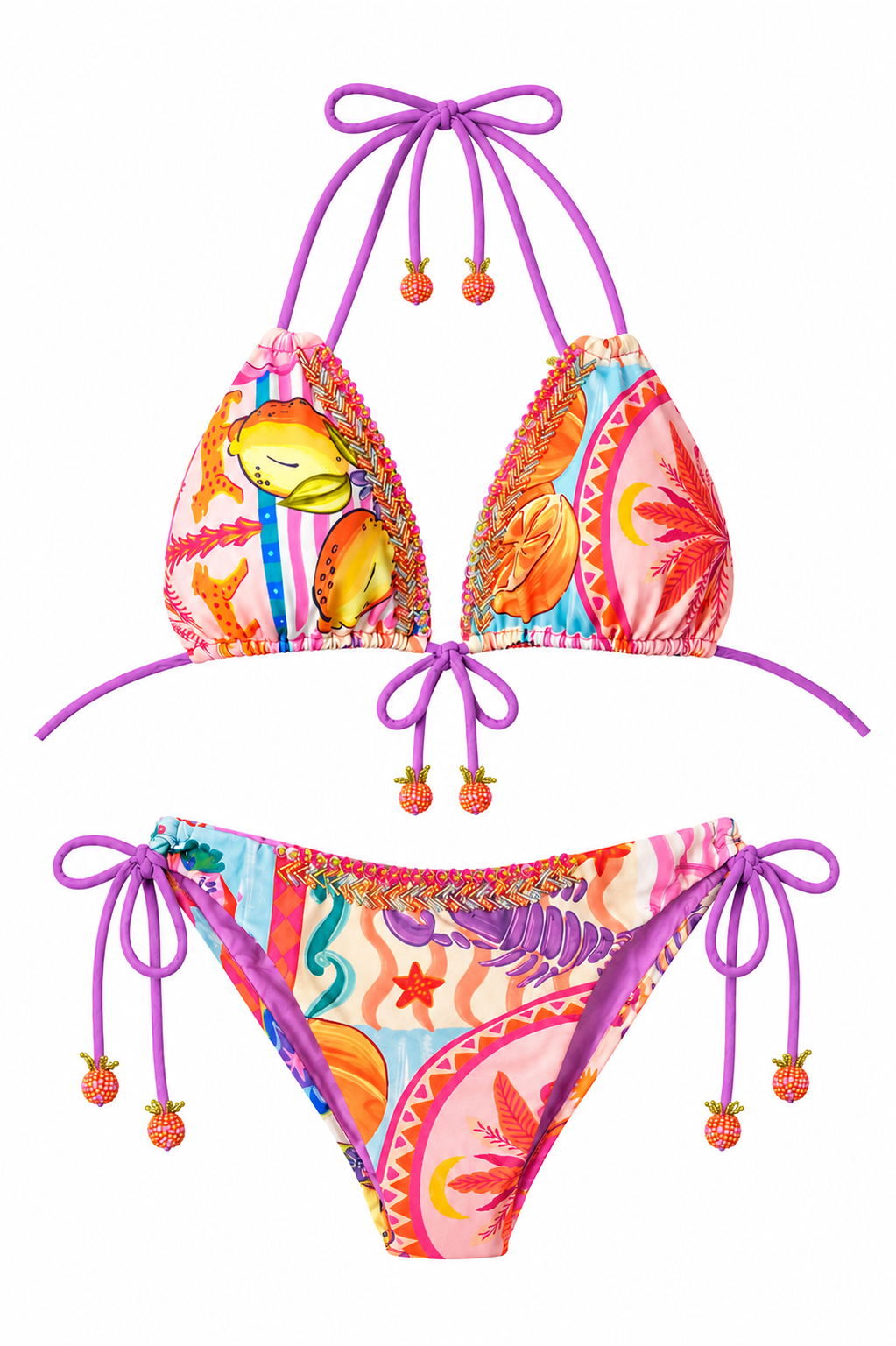 Bikini Estampado Punteras fucsia