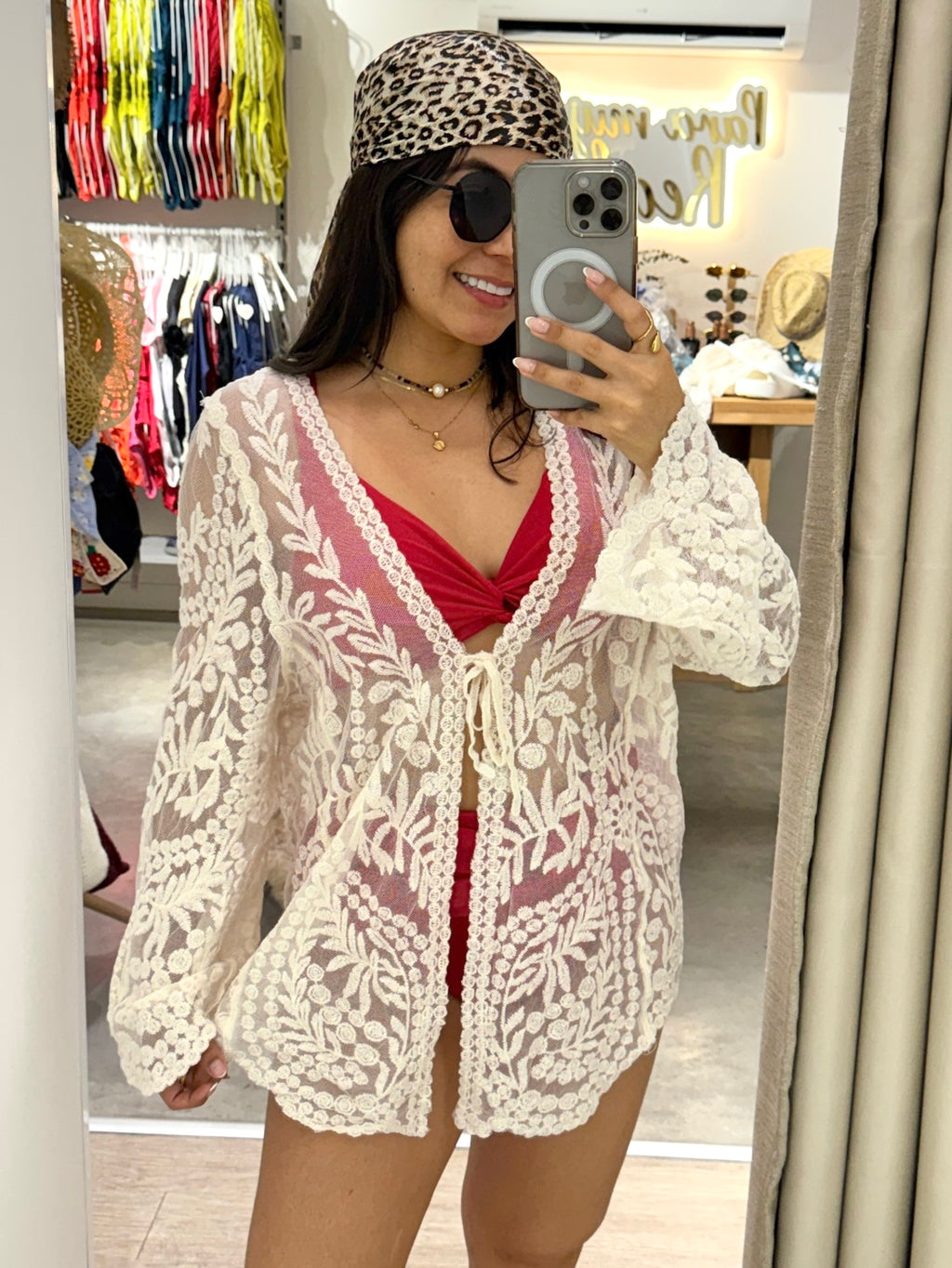 Kimono Blonda Hojas