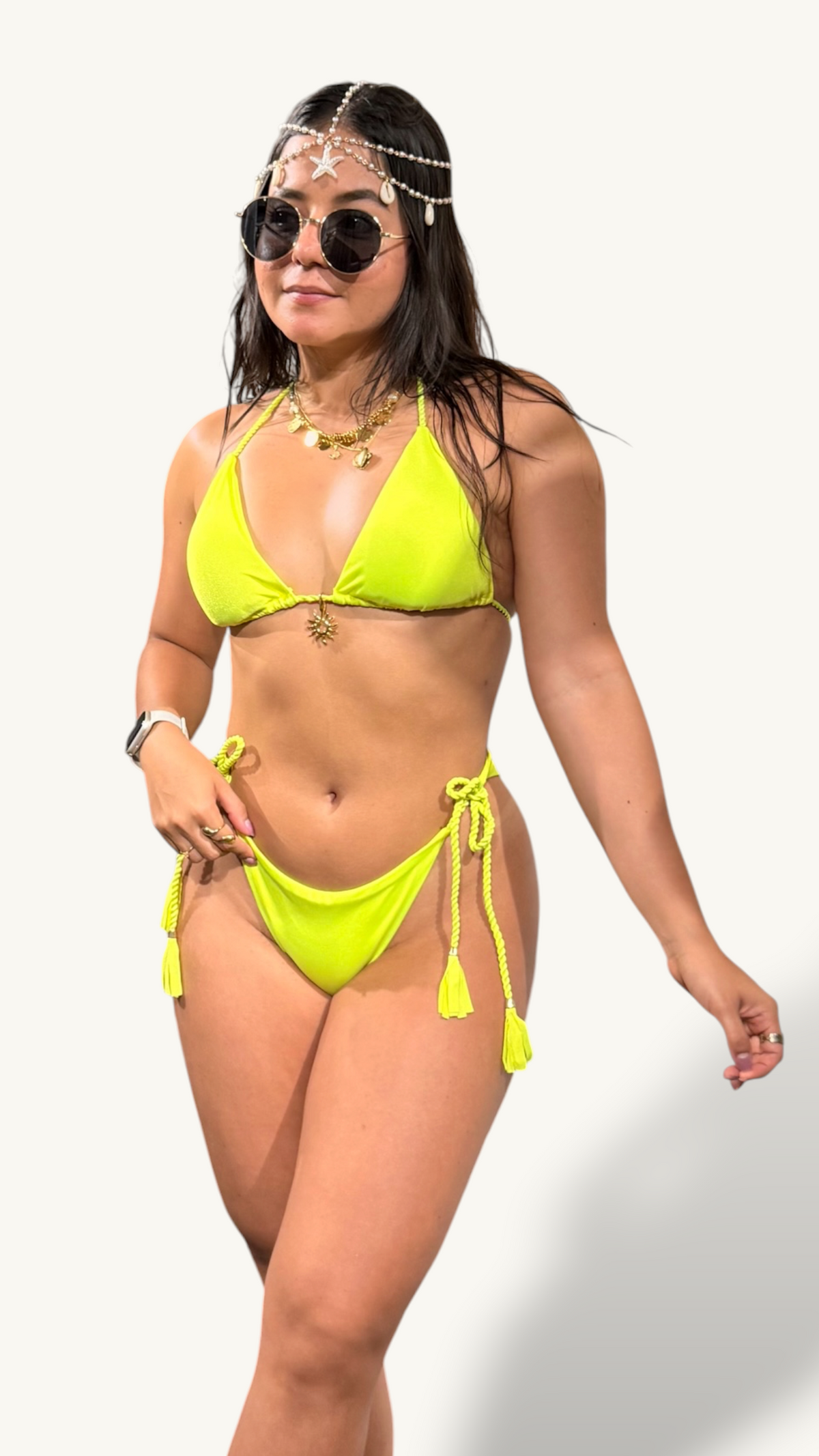 Bikini Trenzado Sol Amarillo neón