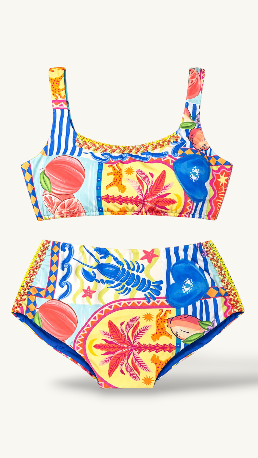 Tiro Alto Estampado Azul marino