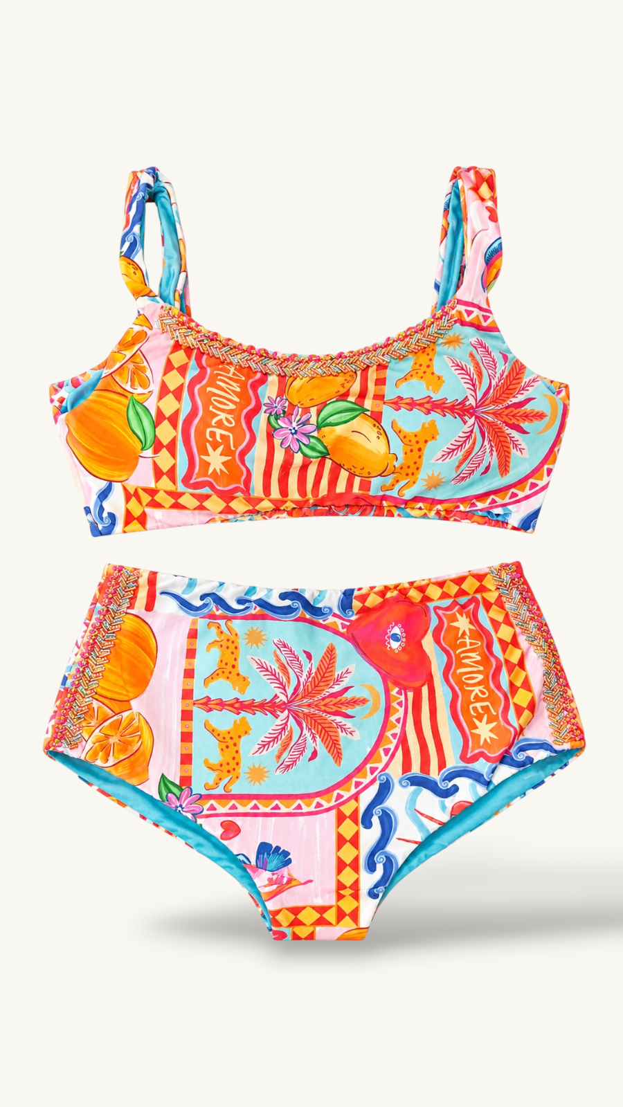 Tiro Alto Estampado Naranja