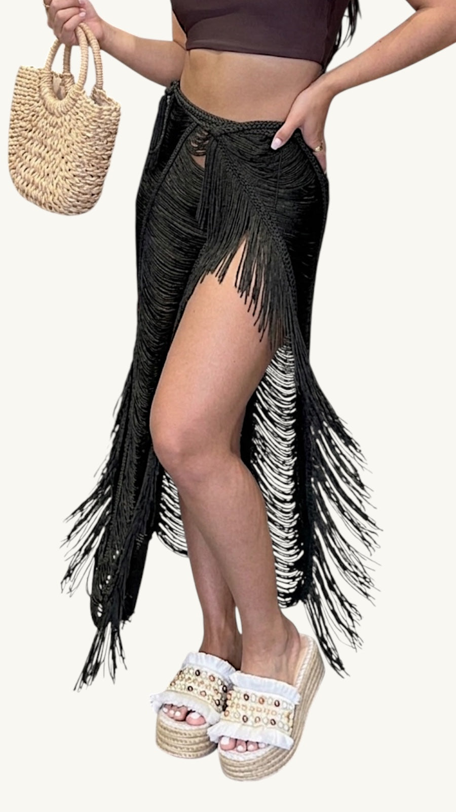 Falda luxury Iris larga negro