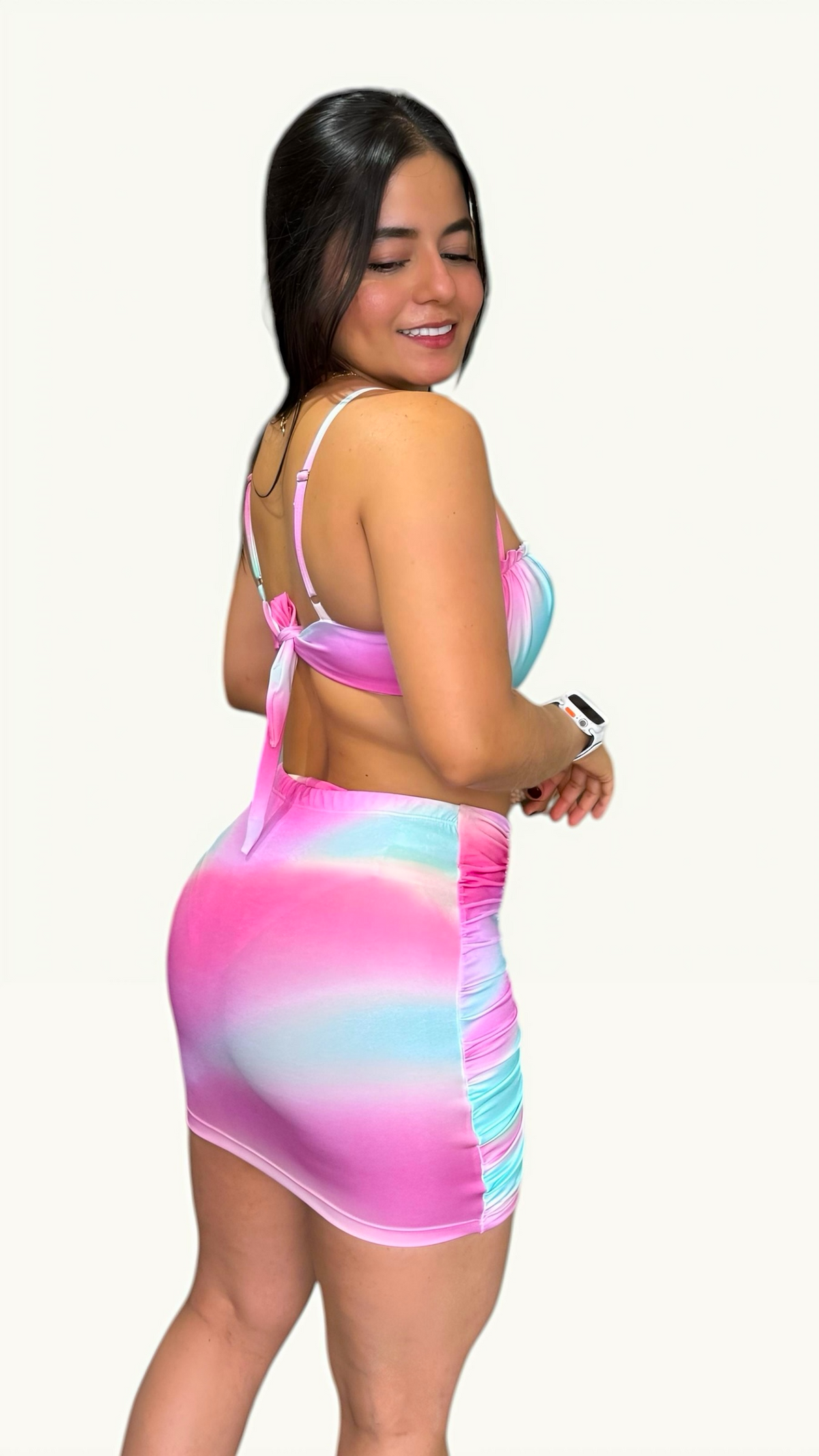 Falda Drapeada Degrade Fucsia