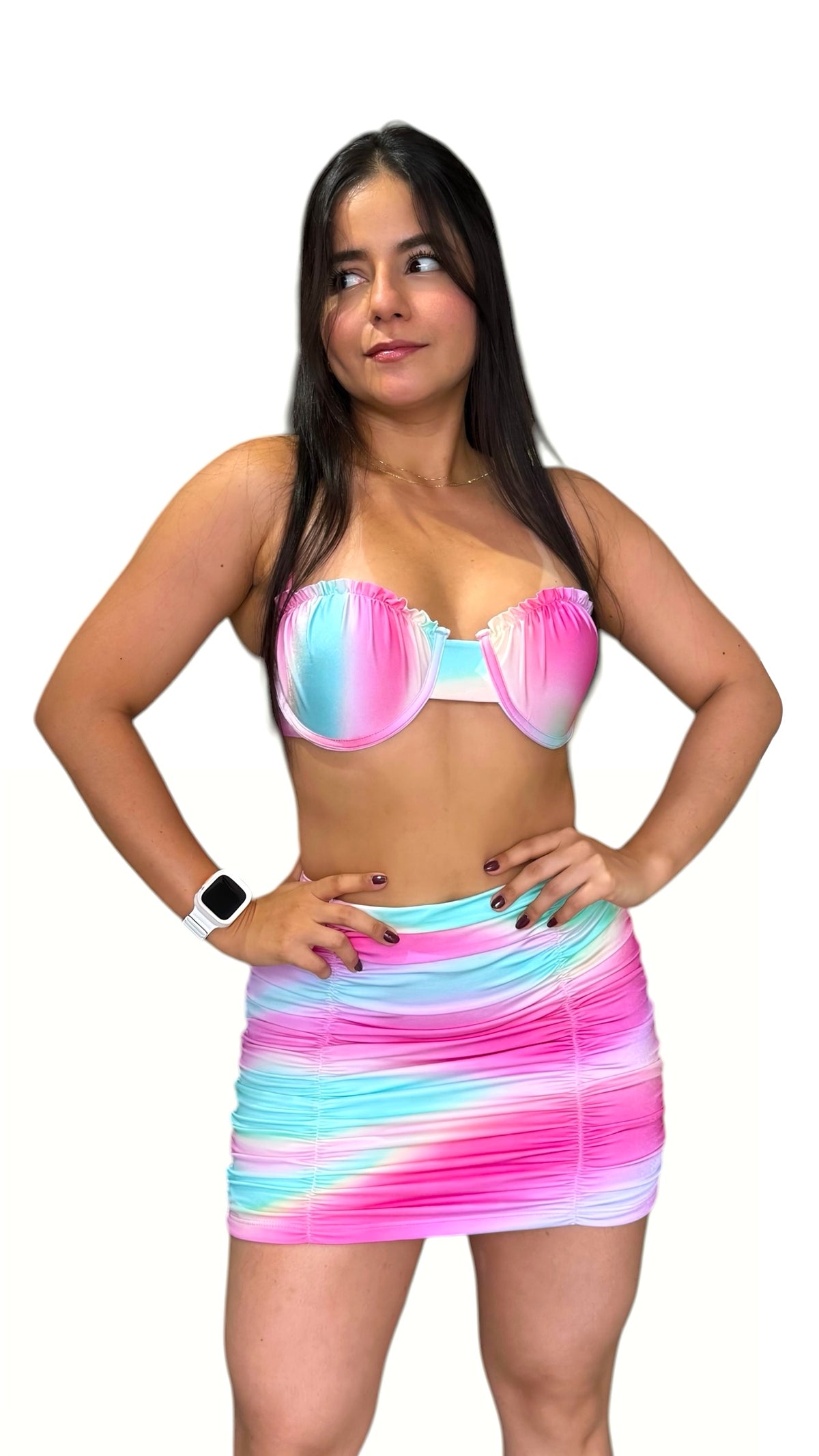Falda Drapeada Degrade Fucsia