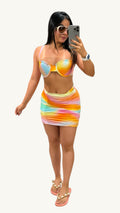 Falda Drapeada Degrade Amarillo