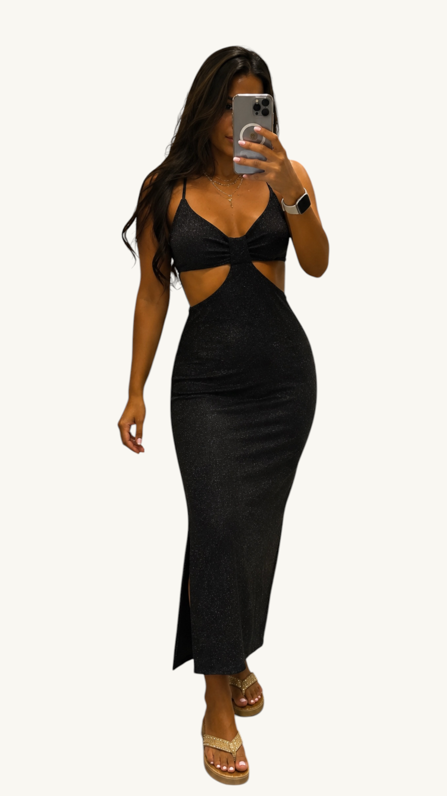 Vestido Marquesa Beige/Negro Negro